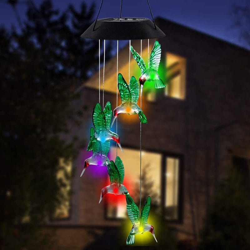 LED Solar Hummingbird Wind Chime – Color-Changing Waterproof Garden Decoration