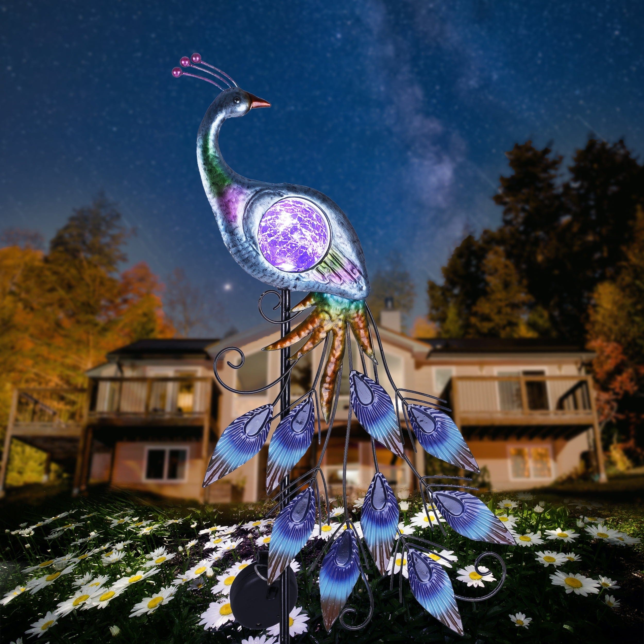 Enchanted Purple Peacock – Solar-Powered Garden Light,