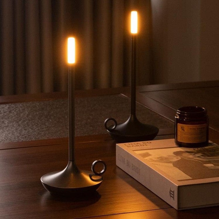 Nordic Candlestick Light – Rechargeable, Dimmable Elegance in Brushed Aluminum