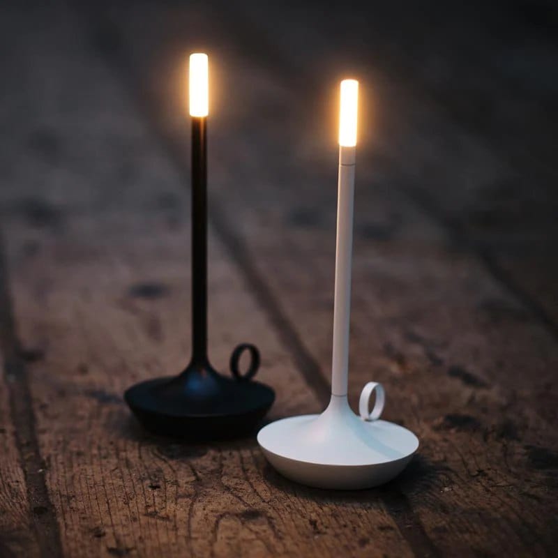 Nordic Candlestick Light – Rechargeable, Dimmable Elegance in Brushed Aluminum