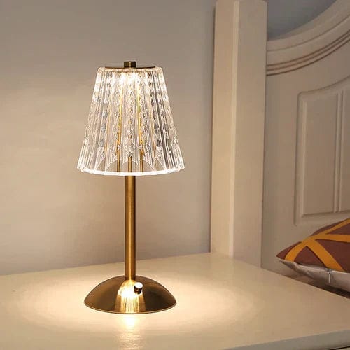 Golden Crystal Lamp – Wireless, Touch-Activated LED with Dimming