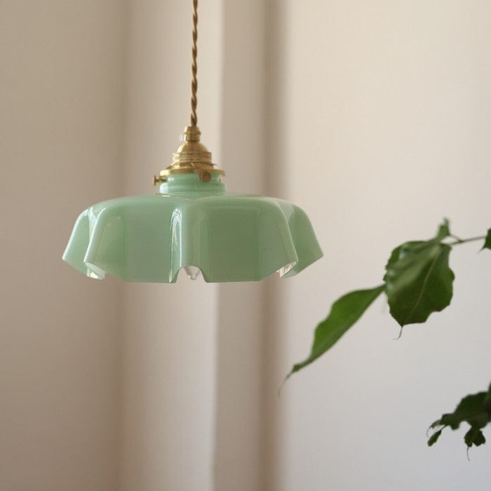 Floral Retro Glass Hanging Lamp – Vintage Elegance with Whimsical Charm