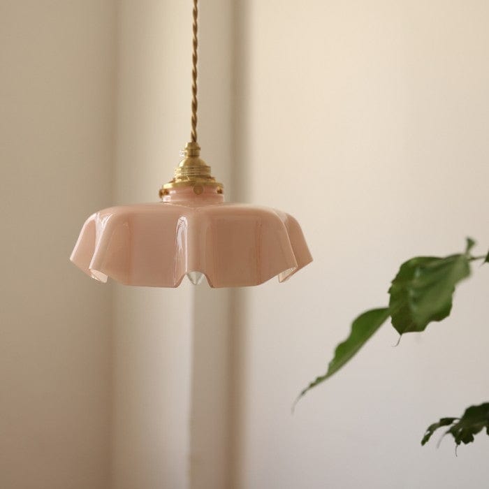 Floral Retro Glass Hanging Lamp – Vintage Elegance with Whimsical Charm