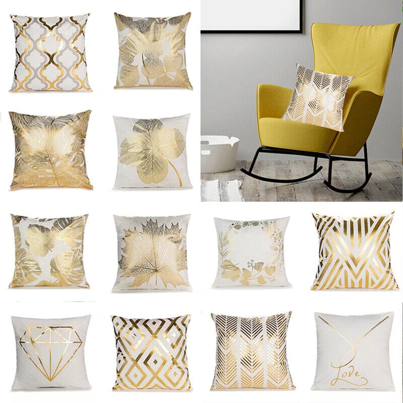 Gold Black Print Cushion Cover Geometric Throw Pillow Case Printed Pillowcase