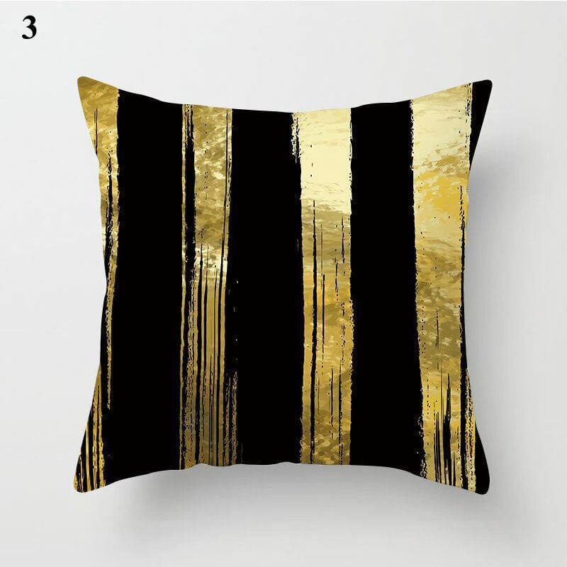 Gold Black Print Cushion Cover Geometric Throw Pillow Case Printed Pillowcase