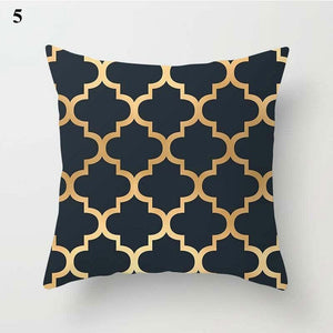 Gold Black Print Cushion Cover Geometric Throw Pillow Case Printed Pillowcase