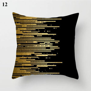 Gold Black Print Cushion Cover Geometric Throw Pillow Case Printed Pillowcase