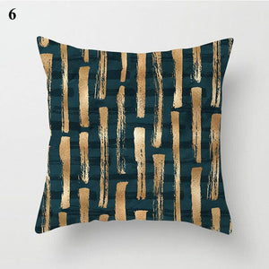 Gold Black Print Cushion Cover Geometric Throw Pillow Case Printed Pillowcase