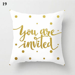 Gold Black Print Cushion Cover Geometric Throw Pillow Case Printed Pillowcase