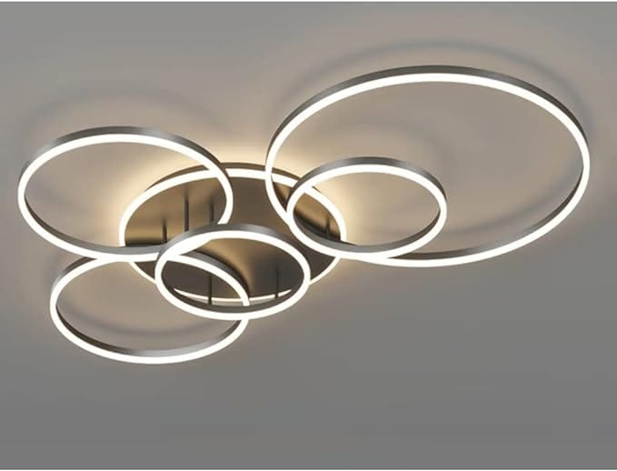 Gold Dimmable LED Ceiling Light with Remote Control and 5/6 Rings for Large Rooms